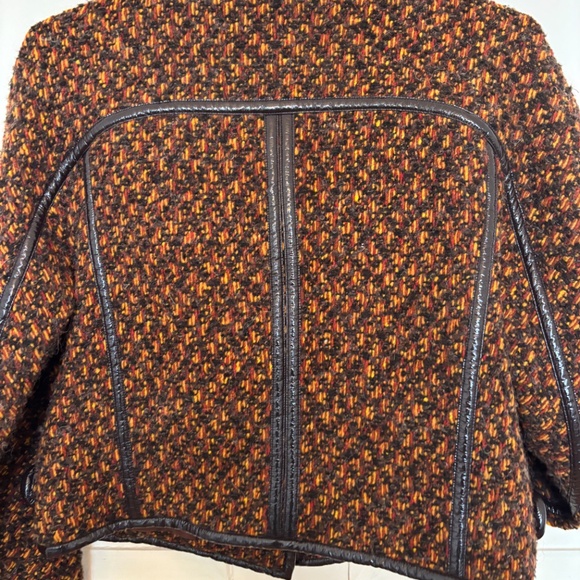 Bomber Jacket Brown and Orange Tweed Wool Boucle Size M-L - Picture 3 of 8